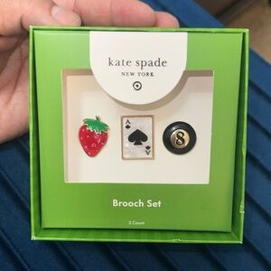NWT 3pk Mixed Novelty Pin Set -kate spade new york x Target Black/White/Red